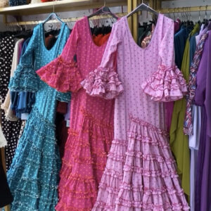 Vestido Flamenca Cancán Tela Lunares pico 210.50€