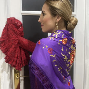 Mantón morado bordado rojo y dorado o colores ELEGIR POR PRIVADO