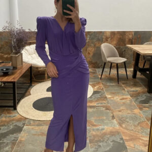 Vestido licra fajín COLOR BURDEOS