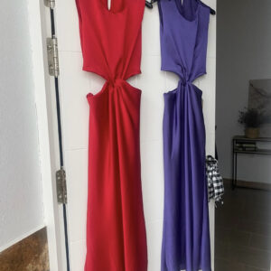 Vestido MORADO raso sin mangas