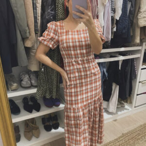 vestido cuadros naranja talla S