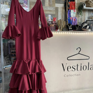 Vestido flamenca burdeos tela talla S